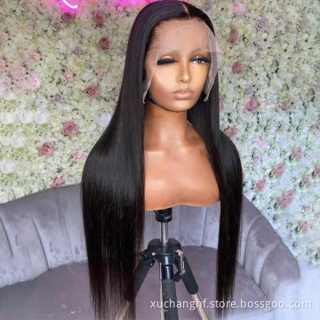 Wholesale Remy Virgin 100% Natural Straight Human Hair 180% Density Swiss Hd Transparent Hair 13x4 Lace Front Wig